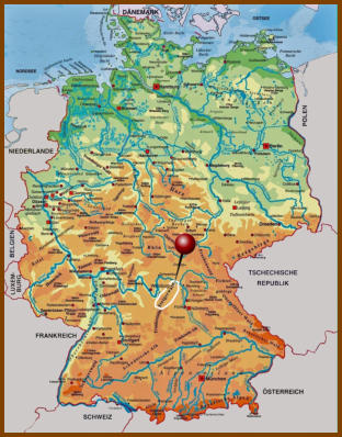 Lage des Gebirges in Deutschland
